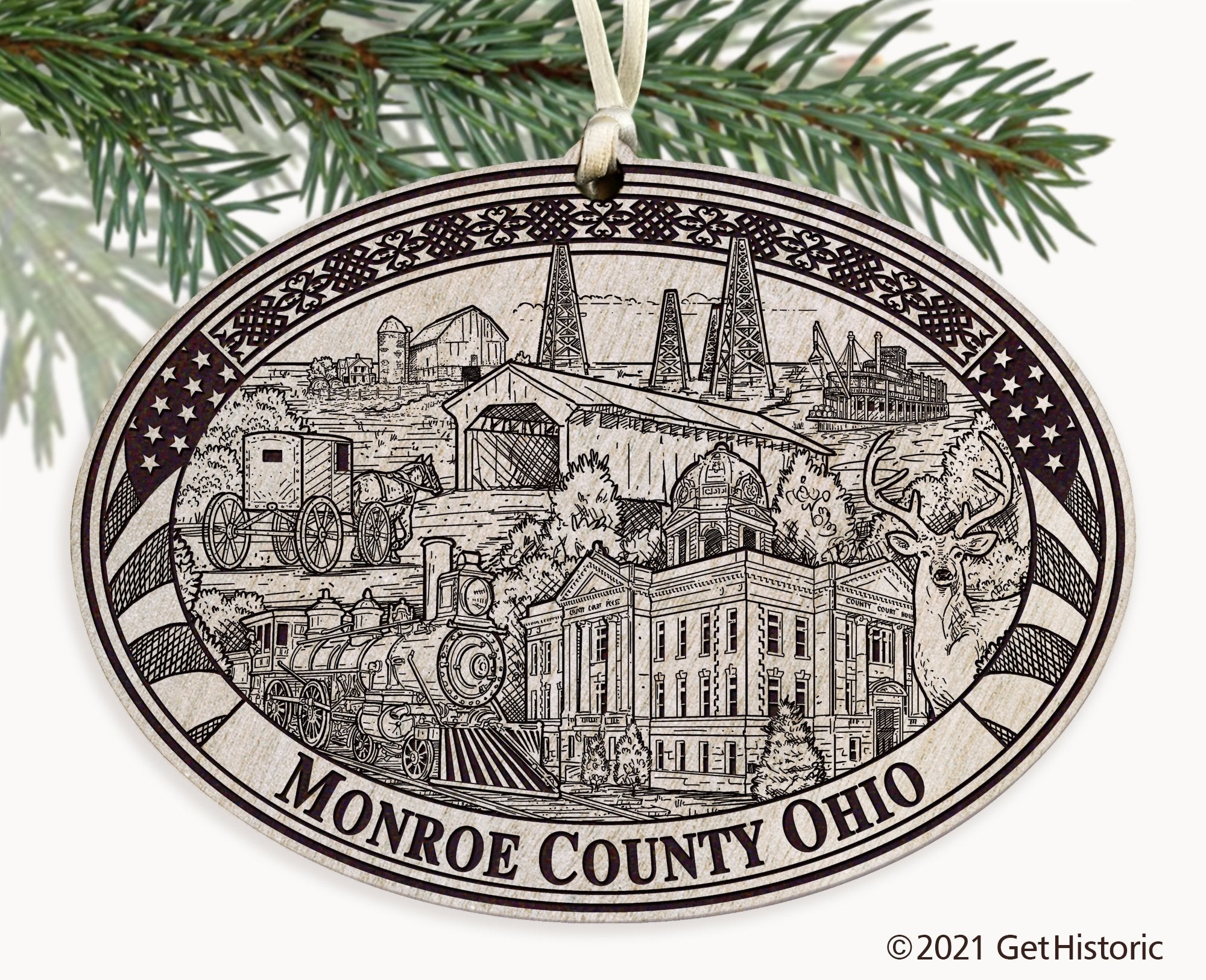 Monroe County Ohio Engraved Ornament
