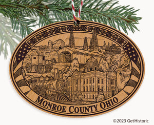 Monroe County Ohio Engraved Natural Ornament