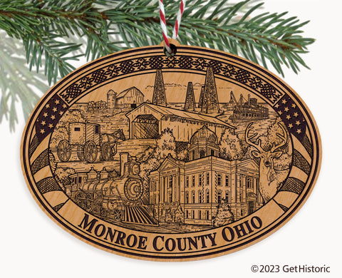 Monroe County Ohio Engraved Natural Ornament