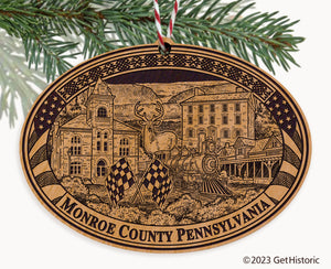 Monroe County Pennsylvania Engraved Natural Ornament