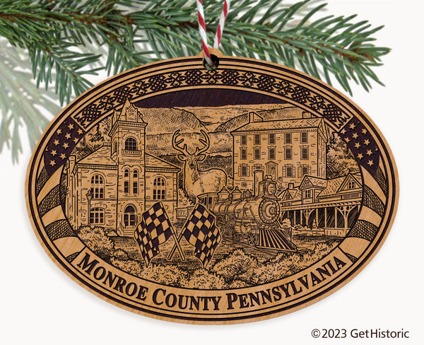 Monroe County Pennsylvania Engraved Natural Ornament