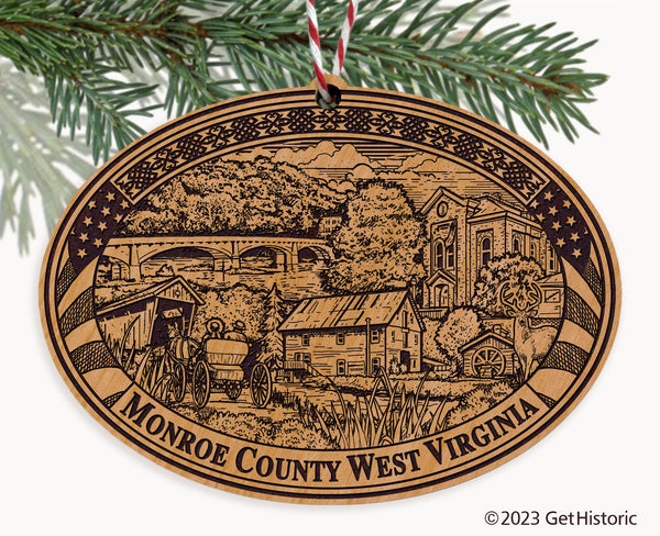 Monroe County West Virginia Engraved Natural Ornament