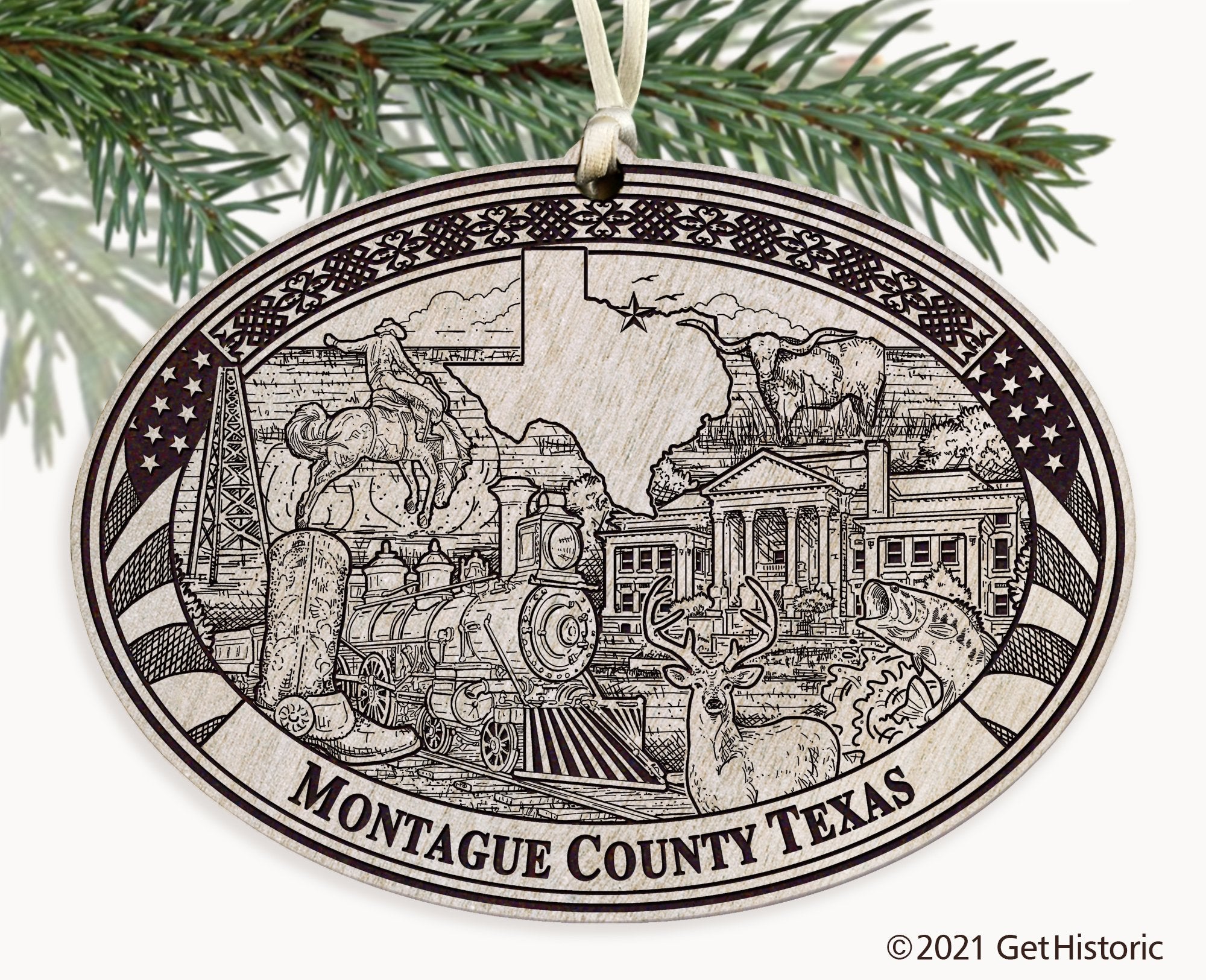 Montague County Texas Engraved Ornament