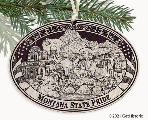 Montana State Engraved Ornament