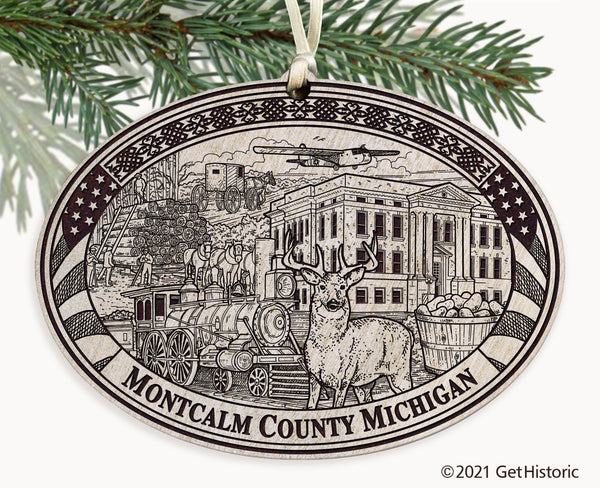 Montcalm County Michigan Engraved Ornament