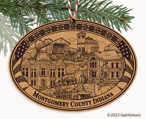 Montgomery County Indiana Engraved Natural Ornament