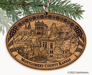 Montgomery County Kansas Engraved Natural Ornament
