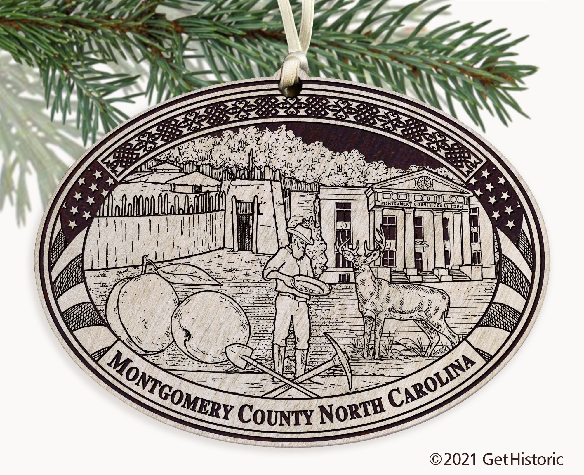 Montgomery County North Carolina Engraved Ornament