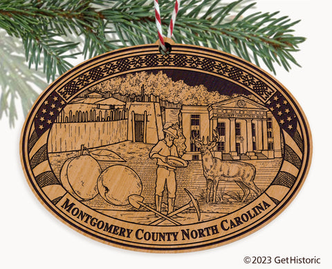 Montgomery County North Carolina Engraved Natural Ornament