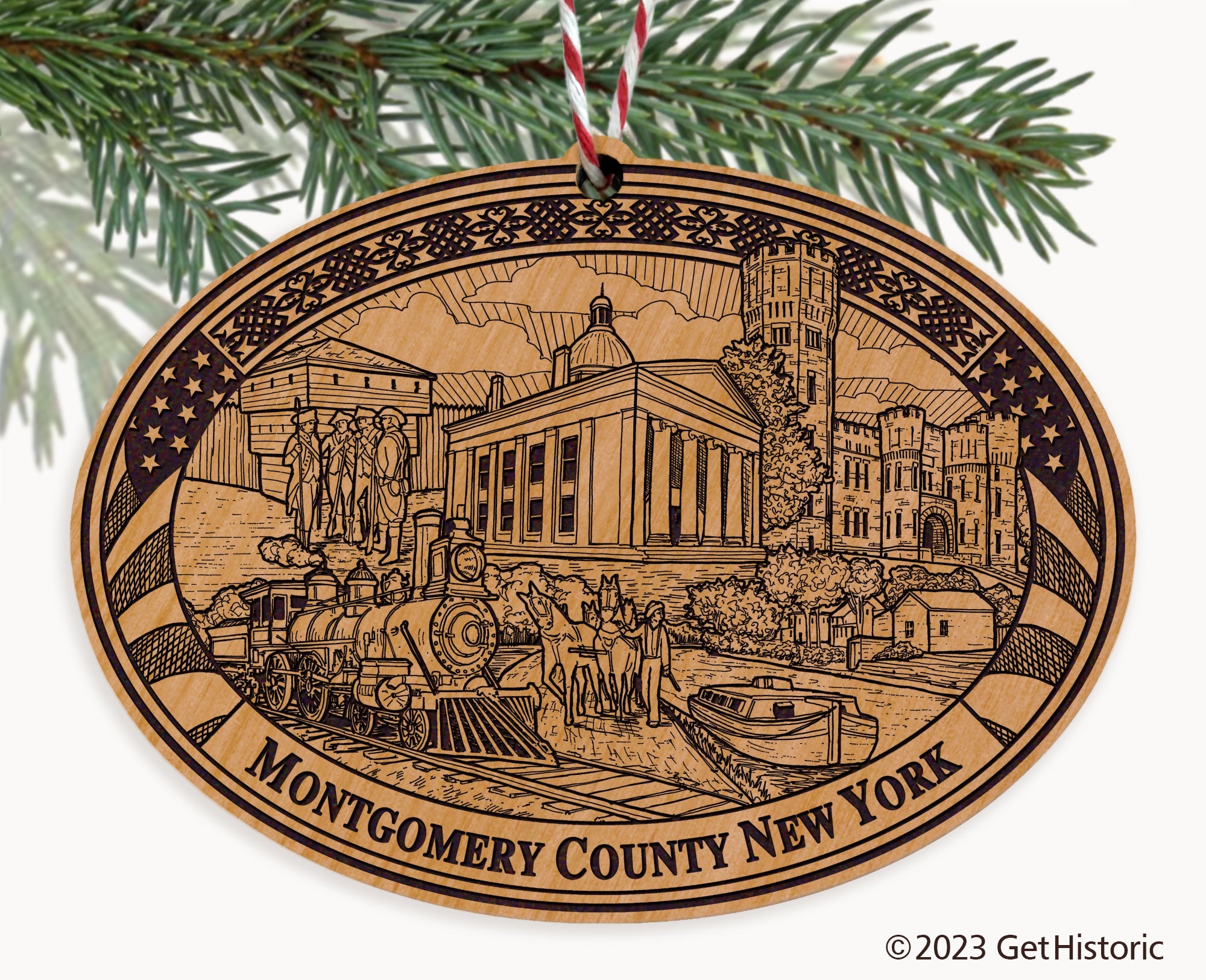 Montgomery County New York Engraved Natural Ornament
