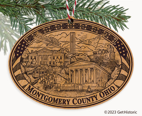 Montgomery County Ohio Engraved Natural Ornament