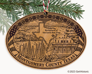 Montgomery County Texas Engraved Natural Ornament