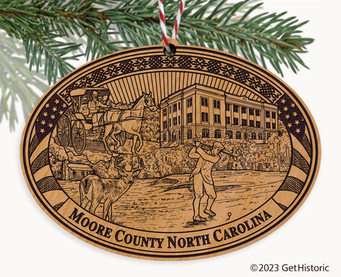 Moore County North Carolina Engraved Natural Ornament