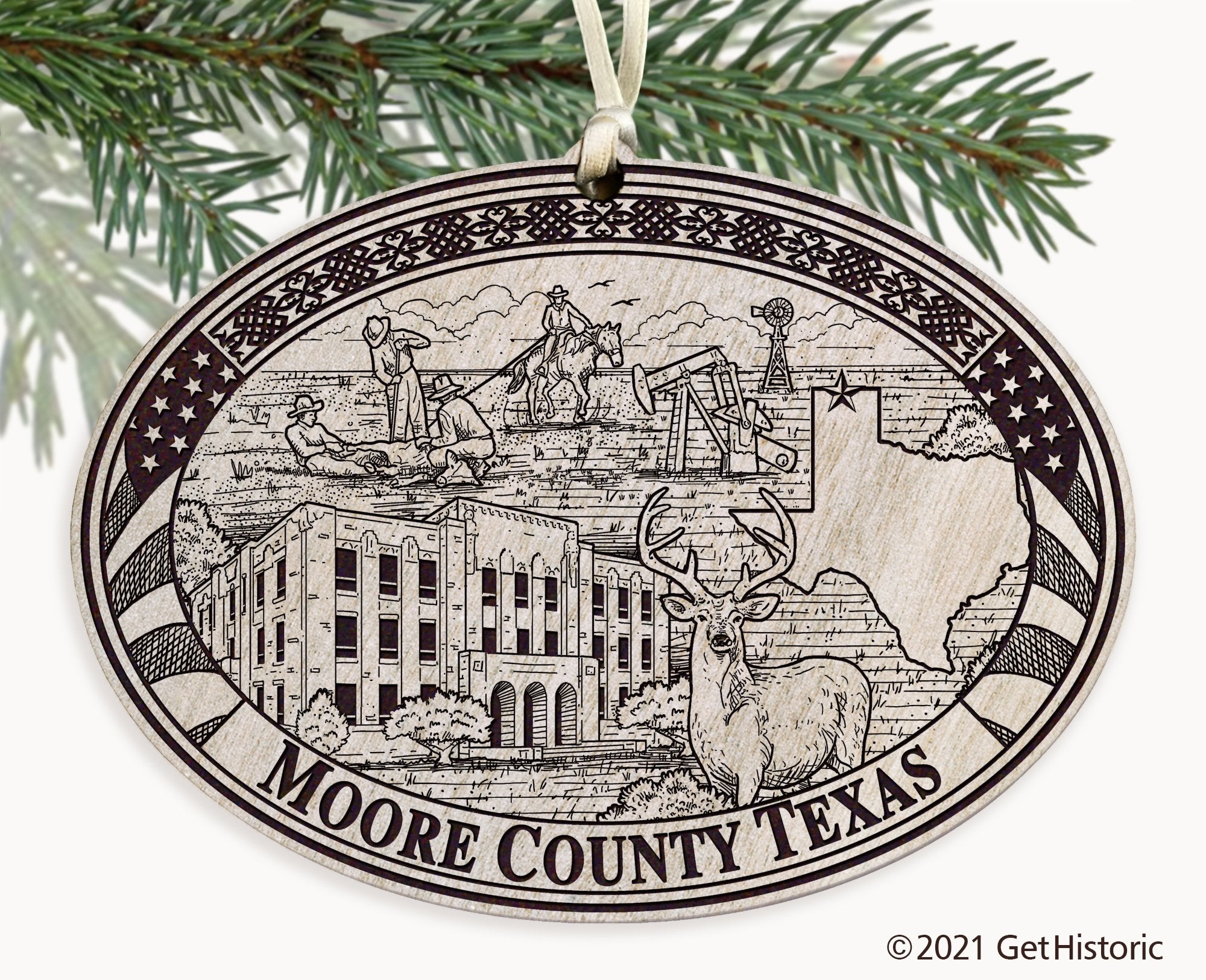 Moore County Texas Engraved Ornament