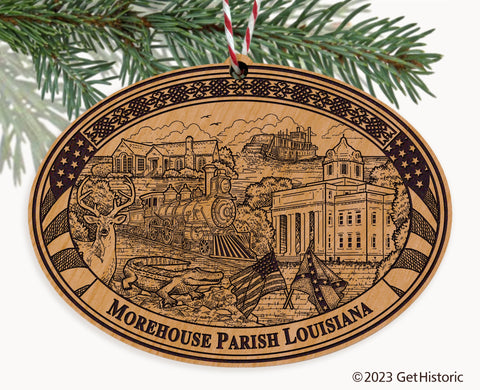 Morehouse Parish Louisiana Engraved Natural Ornament