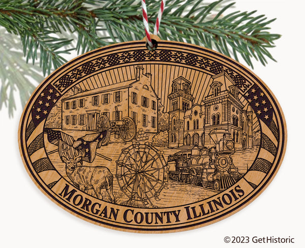 Morgan County Illinois Engraved Natural Ornament