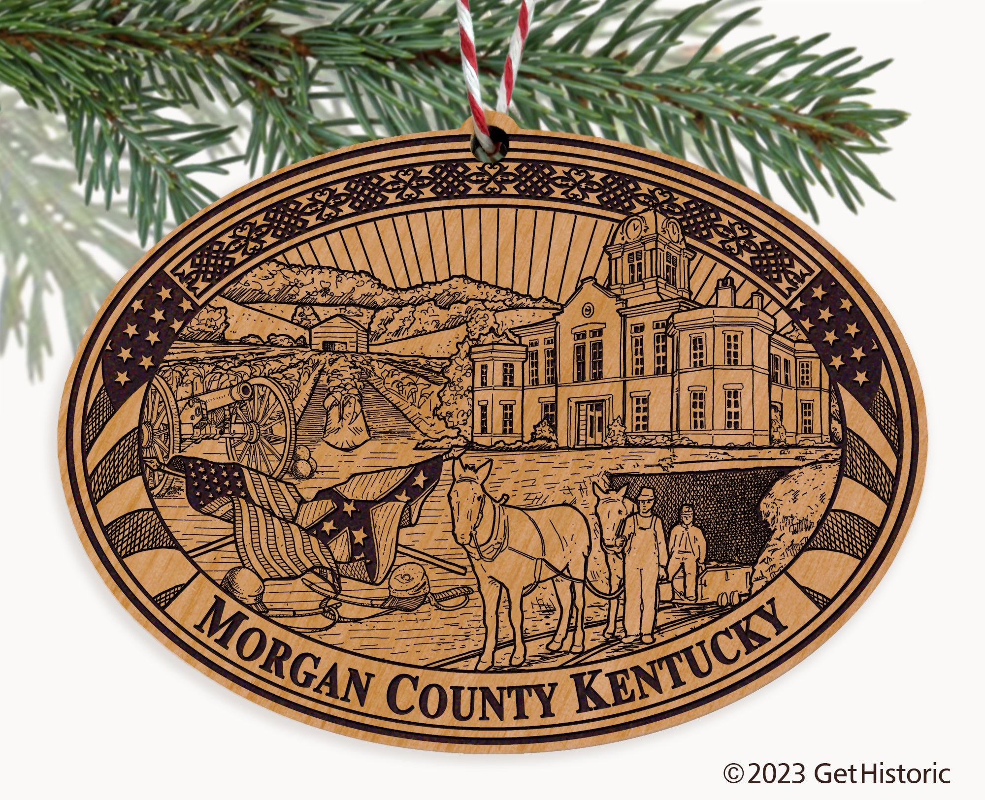 Morgan County Kentucky Engraved Natural Ornament