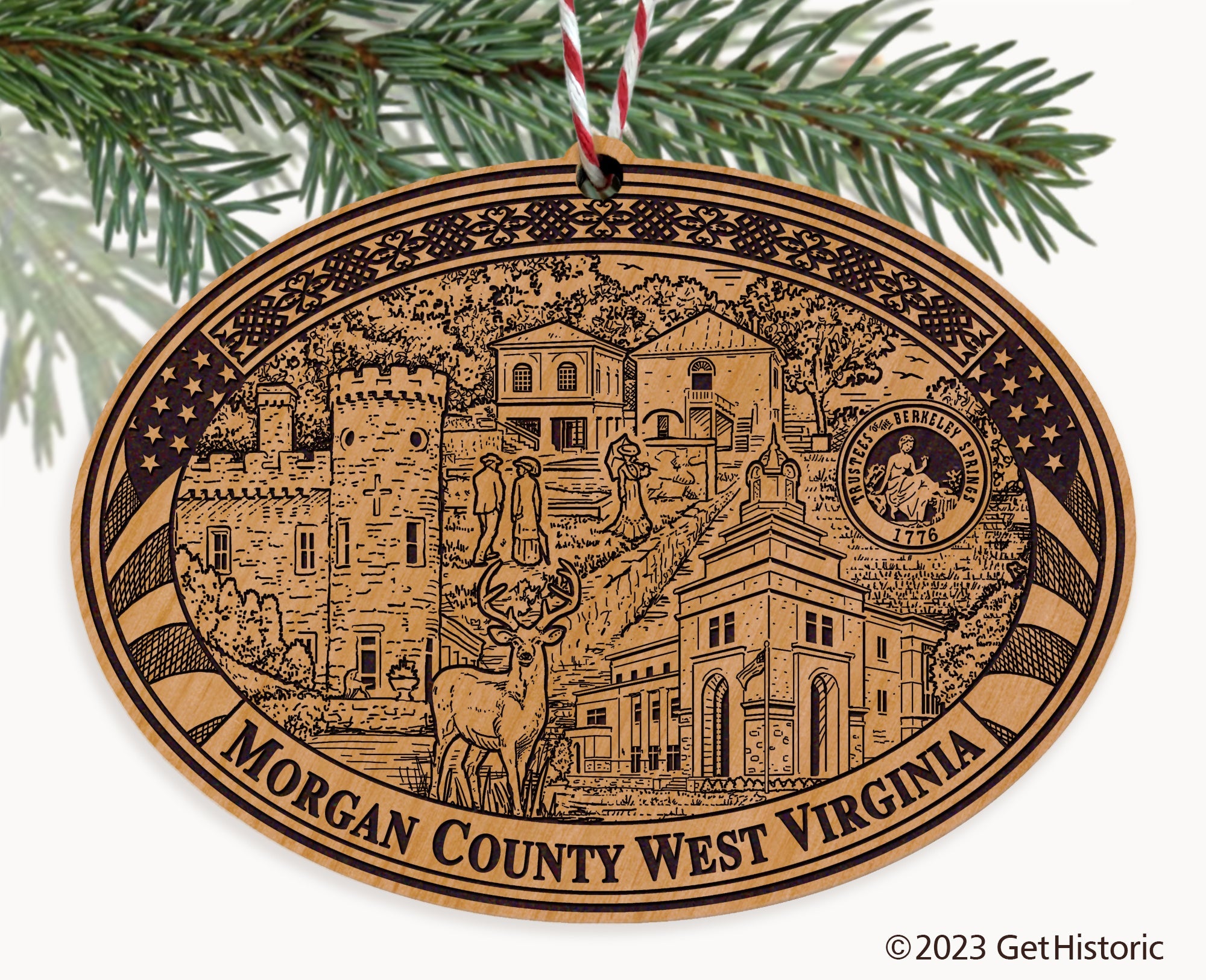 Morgan County West Virginia Engraved Natural Ornament