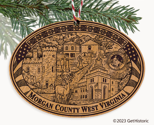 Morgan County West Virginia Engraved Natural Ornament