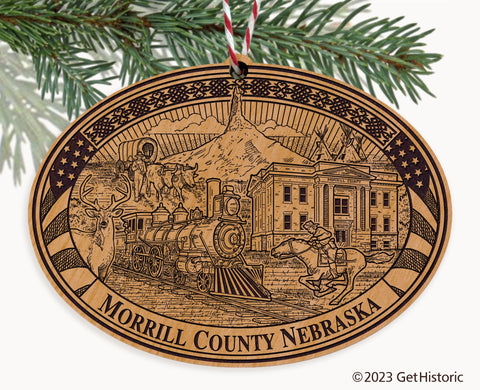 Morrill County Nebraska Engraved Natural Ornament