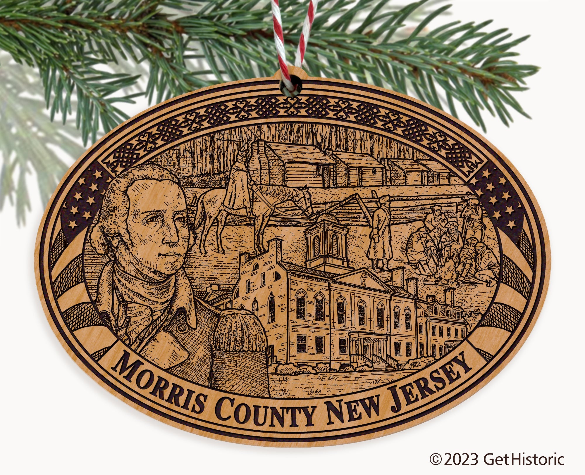 Morris County New Jersey Engraved Natural Ornament