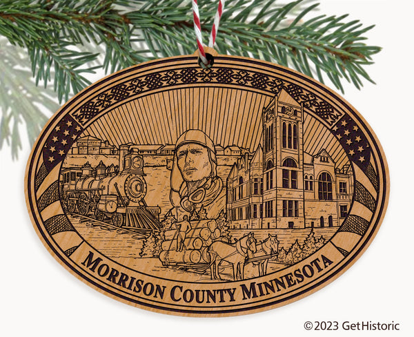 Morrison County Minnesota Engraved Natural Ornament