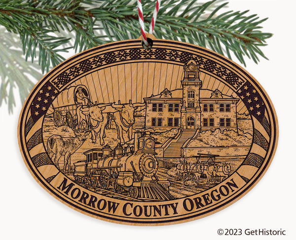 Morrow County Oregon Engraved Natural Ornament