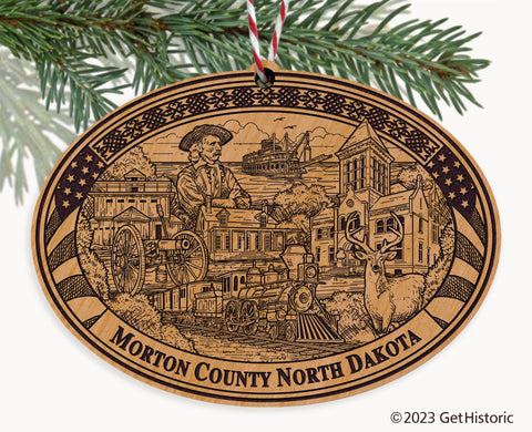 Morton County North Dakota Engraved Natural Ornament