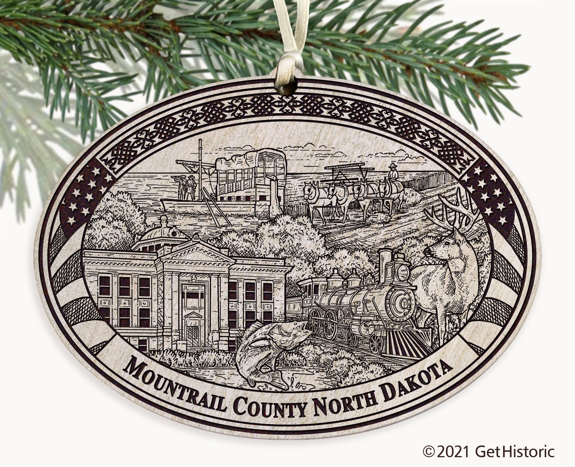 Mountrail County North Dakota Engraved Ornament