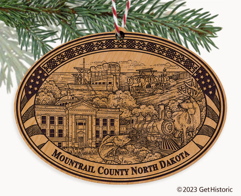 Mountrail County North Dakota Engraved Natural Ornament