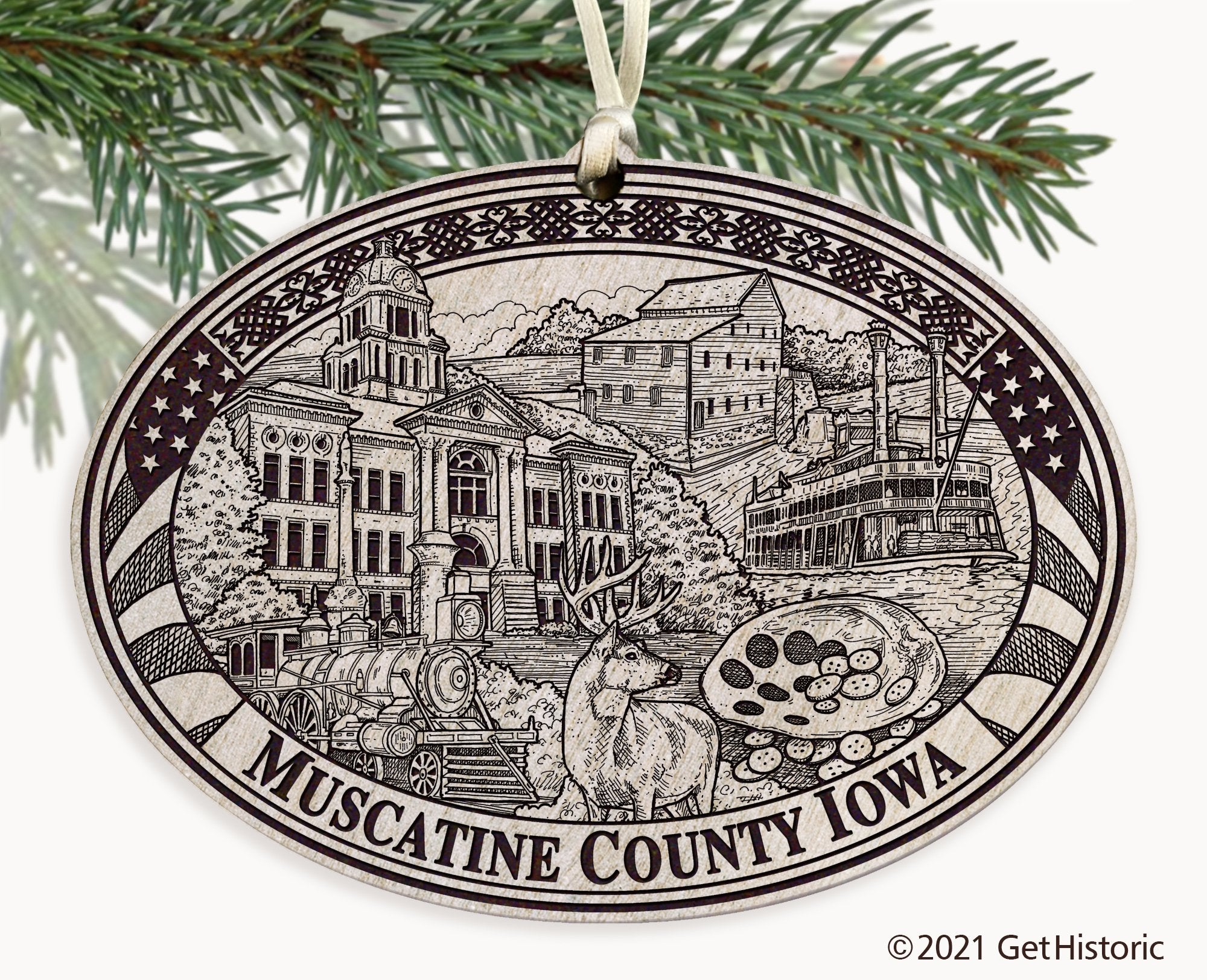 Muscatine County Iowa Engraved Ornament
