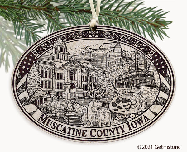 Muscatine County Iowa Engraved Ornament