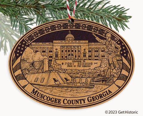 Muscogee County Georgia Engraved Natural Ornament
