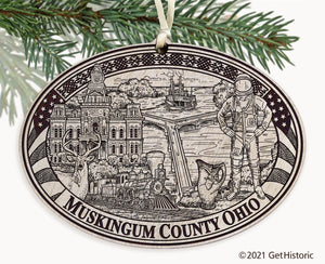 Muskingum County Ohio Engraved Ornament