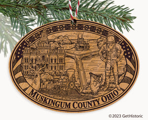 Muskingum County Ohio Engraved Natural Ornament