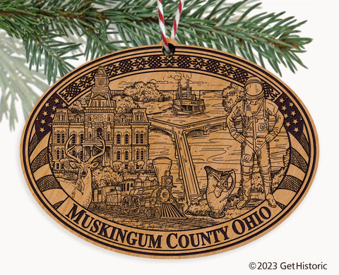 Muskingum County Ohio Engraved Natural Ornament