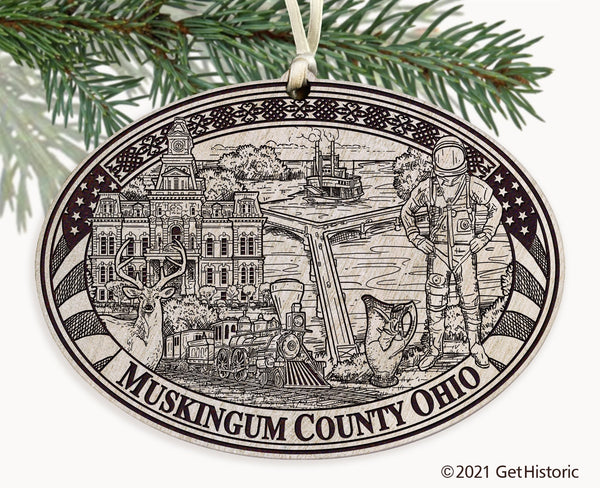 Muskingum County Ohio Engraved Ornament