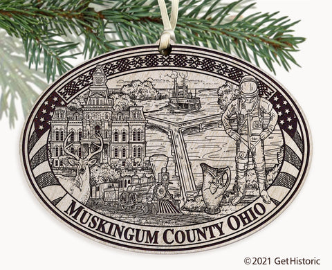 Muskingum County Ohio Engraved Ornament
