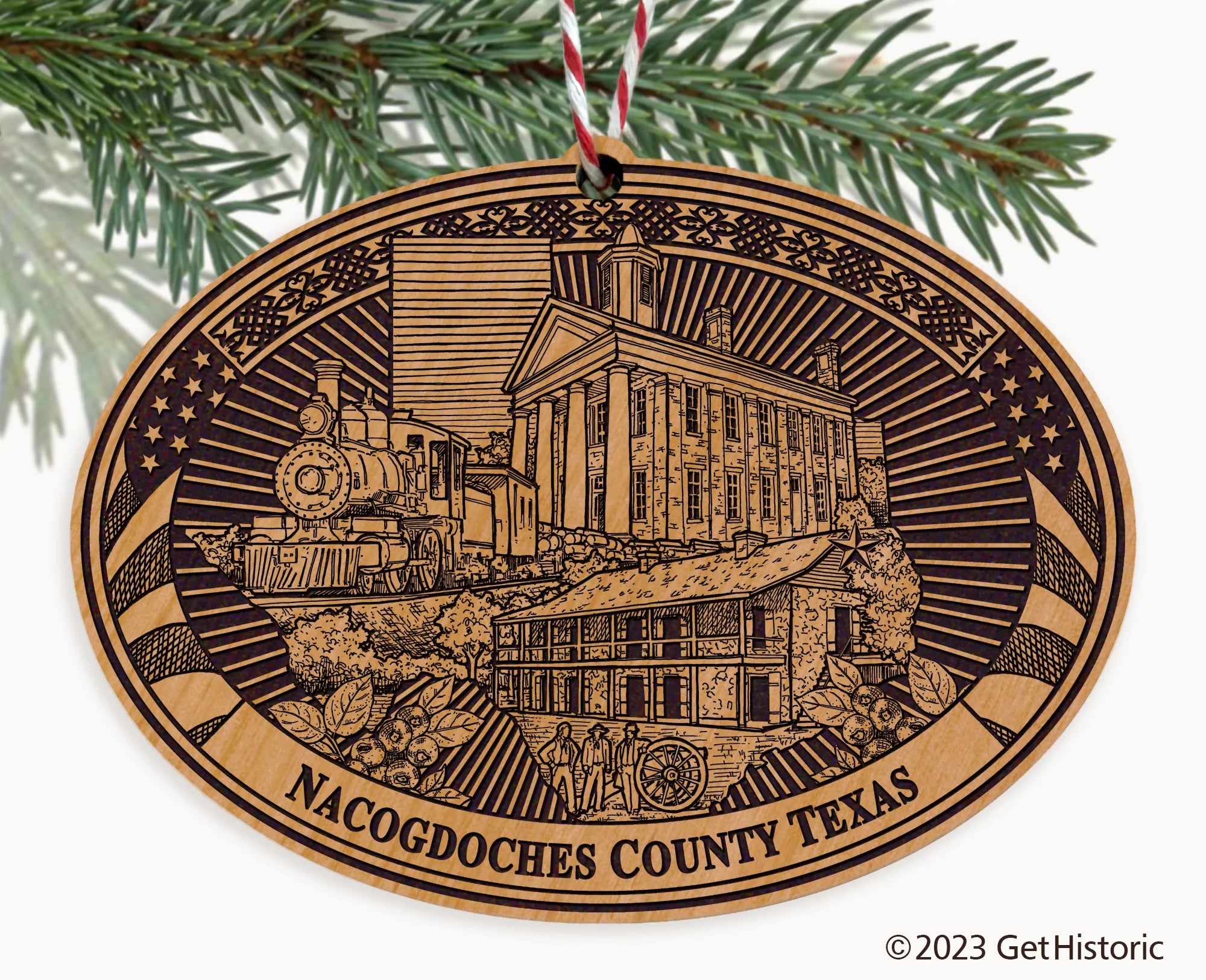 Nacogdoches County Texas Engraved Natural Ornament