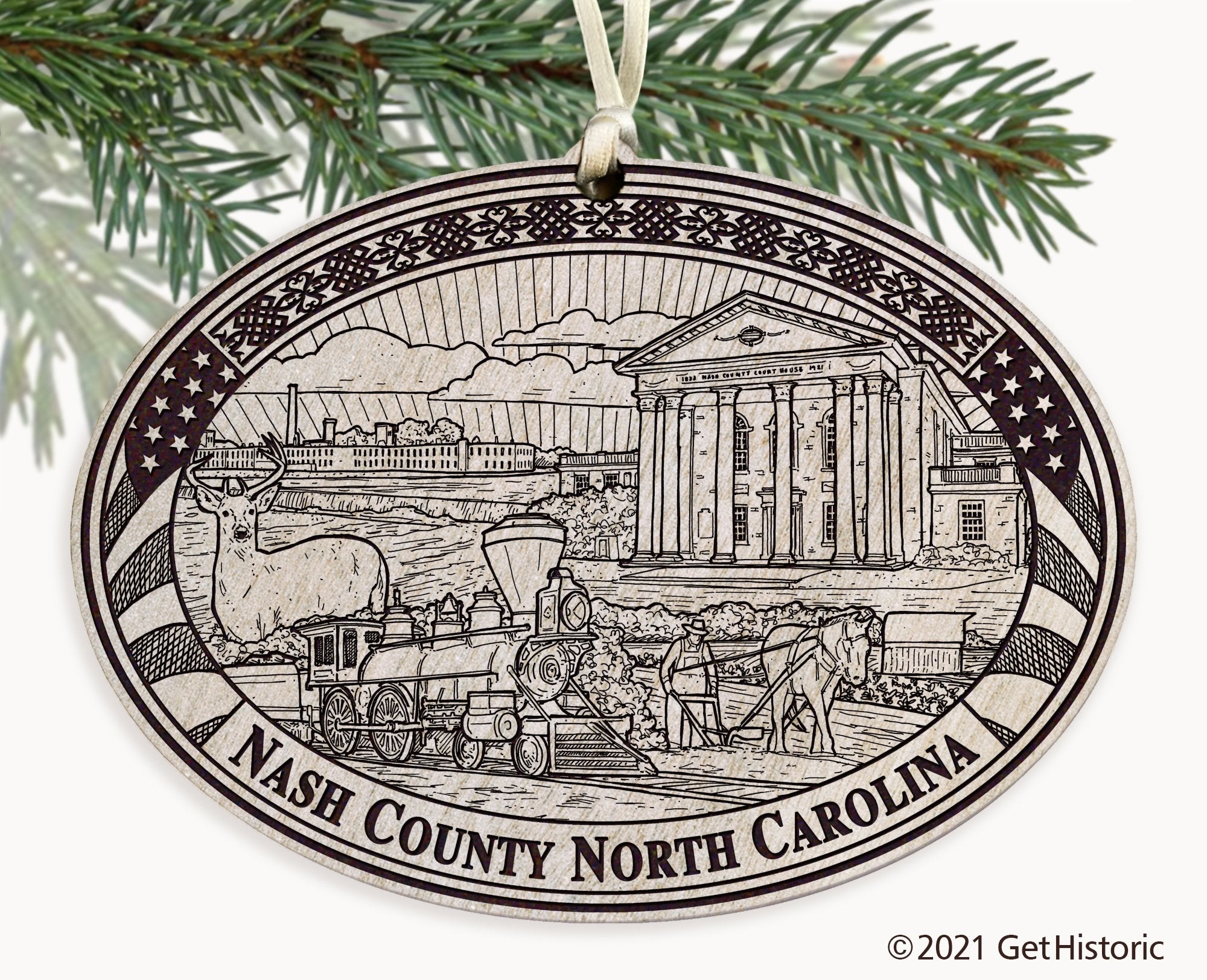 Nash County North Carolina Engraved Ornament