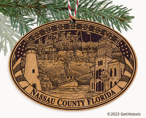 Nassau County Florida Engraved Natural Ornament