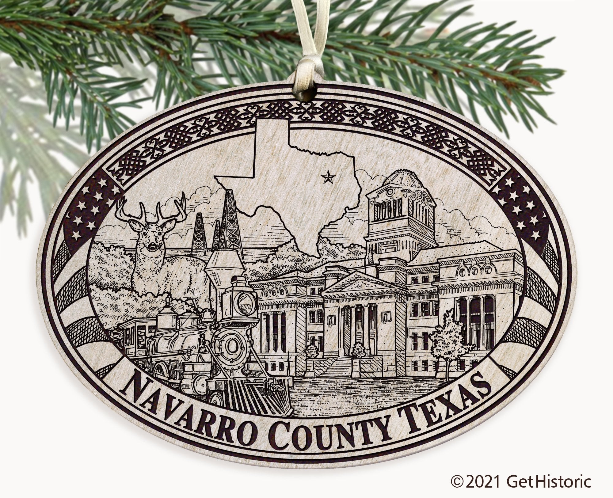 Navarro County Texas Engraved Ornament