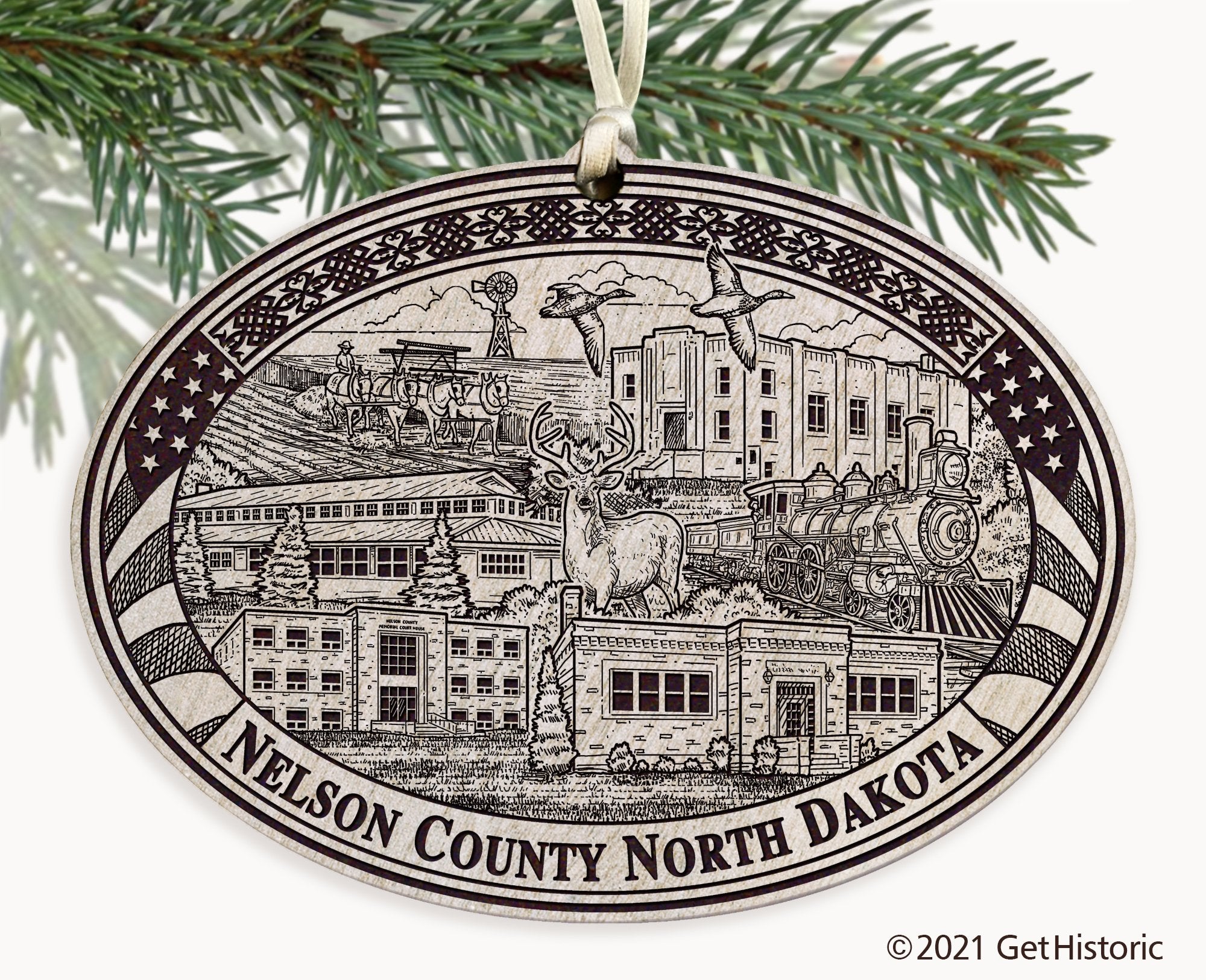 Nelson County North Dakota Engraved Ornament