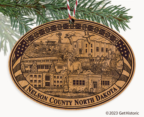 Nelson County North Dakota Engraved Natural Ornament