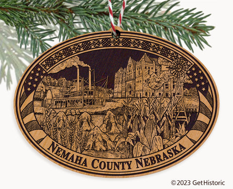 Nemaha County Nebraska Engraved Natural Ornament