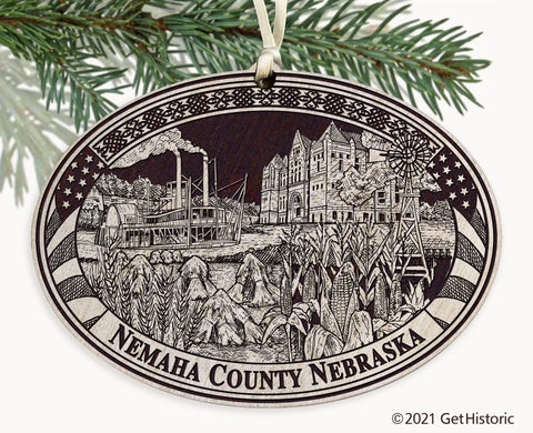 Nemaha County Nebraska Engraved Ornament
