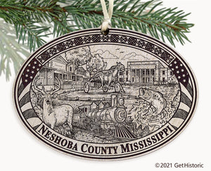 Neshoba County Mississippi Engraved Ornament