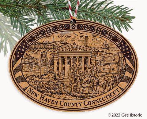 New Haven County Connecticut Engraved Natural Ornament