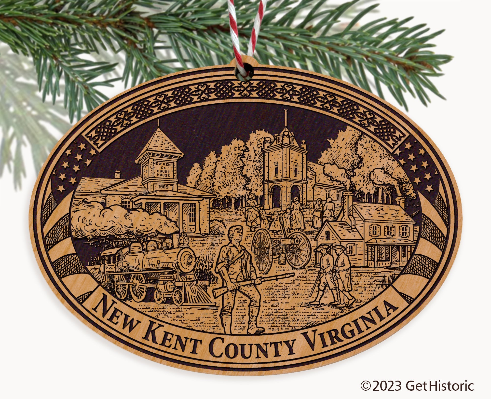 New Kent County Virginia Engraved Natural Ornament