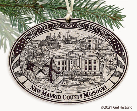 New Madrid County Missouri Engraved Ornament